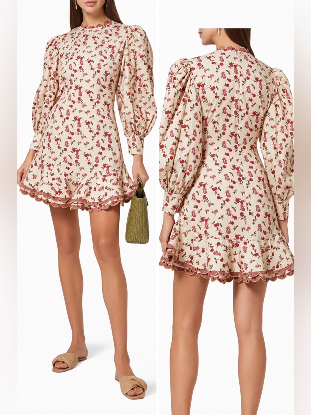 NWT CELIA B Alder Dress in White Corduroy Roses size Medium